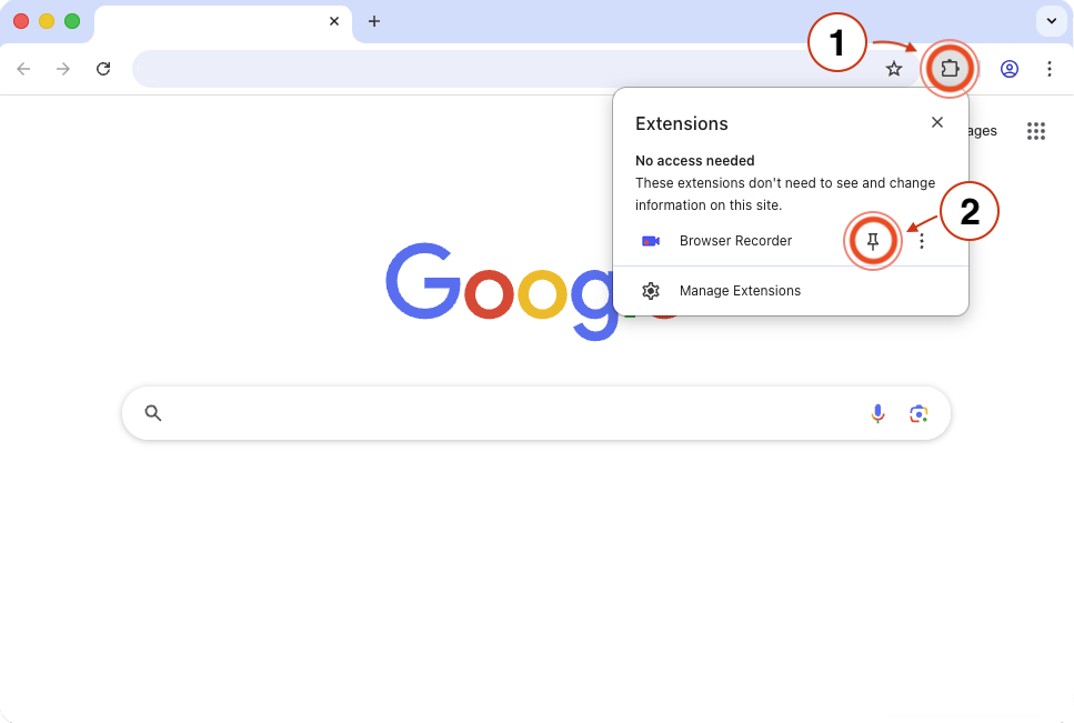 Step 1 and 2 - Click puzzle piece and pin the extension